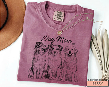 Custom Dog Outline T-Shirt, Personalized Pet Portrait Sketch Tee