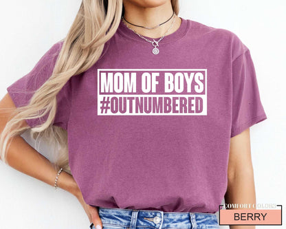 Outnumbered Mom Of Boys Shirt: Funny Mama Tee, New Mother Gift