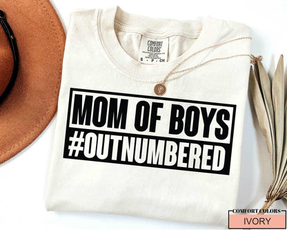 Outnumbered Mom Of Boys Shirt: Funny Mama Tee, New Mother Gift