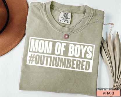 Outnumbered Mom Of Boys Shirt: Funny Mama Tee, New Mother Gift