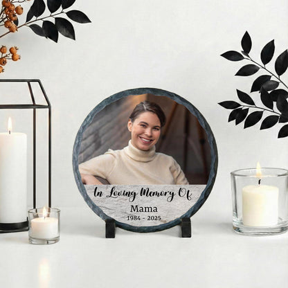 Personalized In Loving Memory of Mother Stone Plaque, Mama Photo Memorial Rock Slate