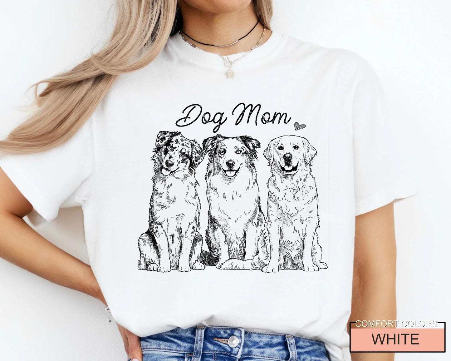 Custom Dog Outline T-Shirt, Personalized Pet Portrait Sketch Tee