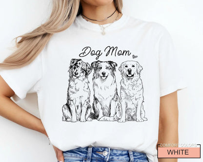 Custom Dog Outline T-Shirt, Personalized Pet Portrait Sketch Tee