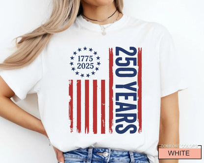 USA Flag 250 Years Shirt, Patriotic American Flag Tee