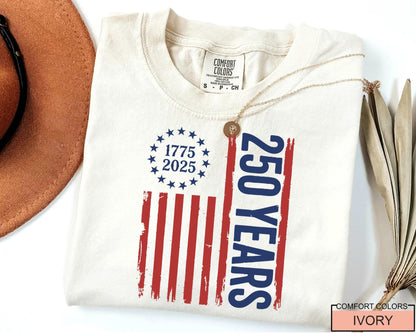 USA Flag 250 Years Shirt, Patriotic American Flag Tee