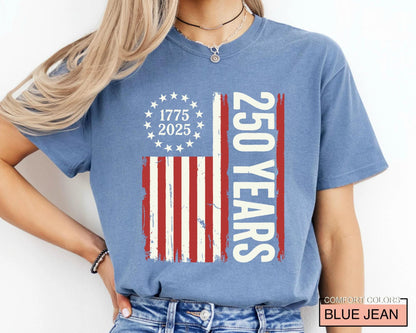 USA Flag 250 Years Shirt, Patriotic American Flag Tee