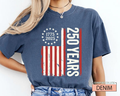 USA Flag 250 Years Shirt, Patriotic American Flag Tee