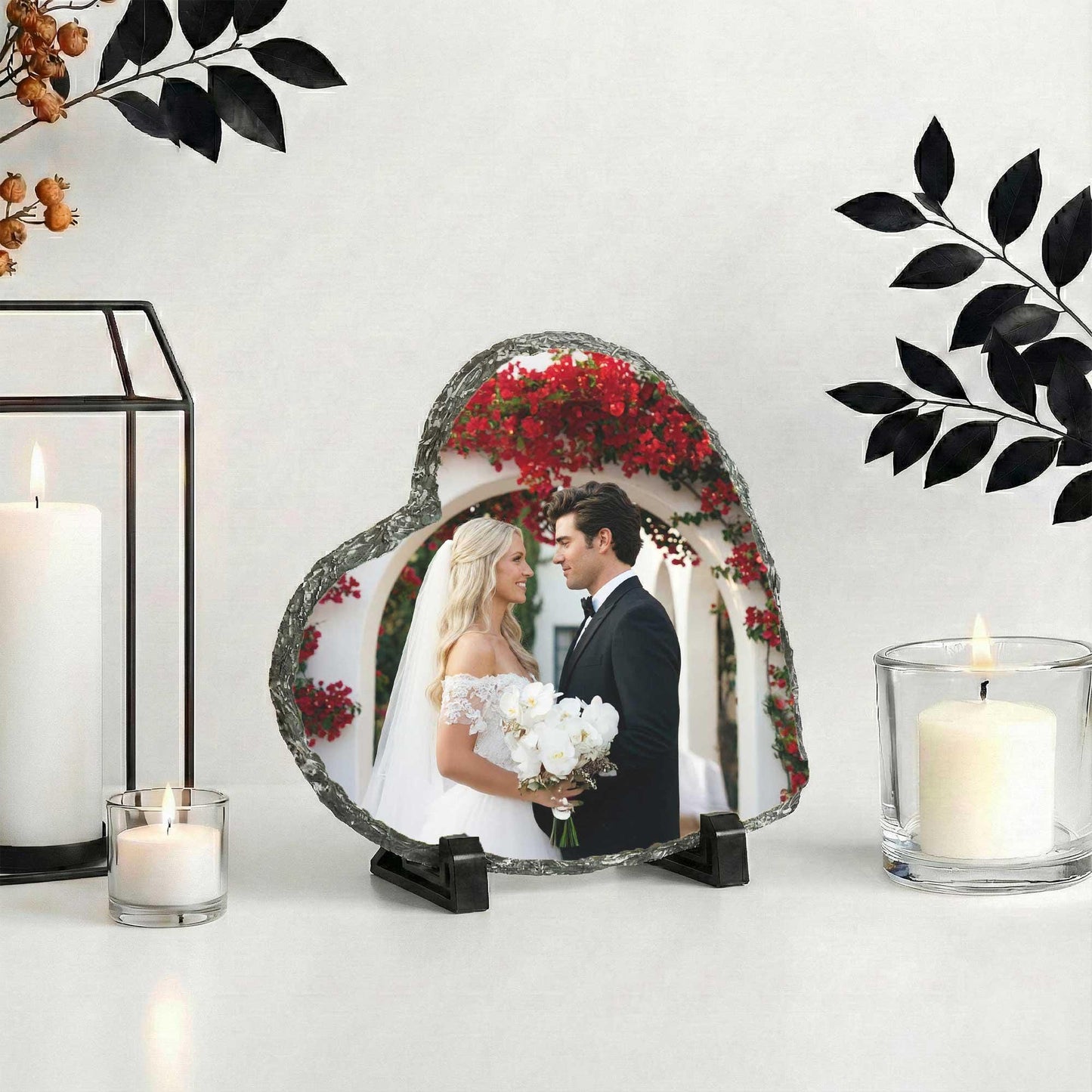 Wedding Photo Stone Plaque, Personalized ,Married Picture Rock Slate