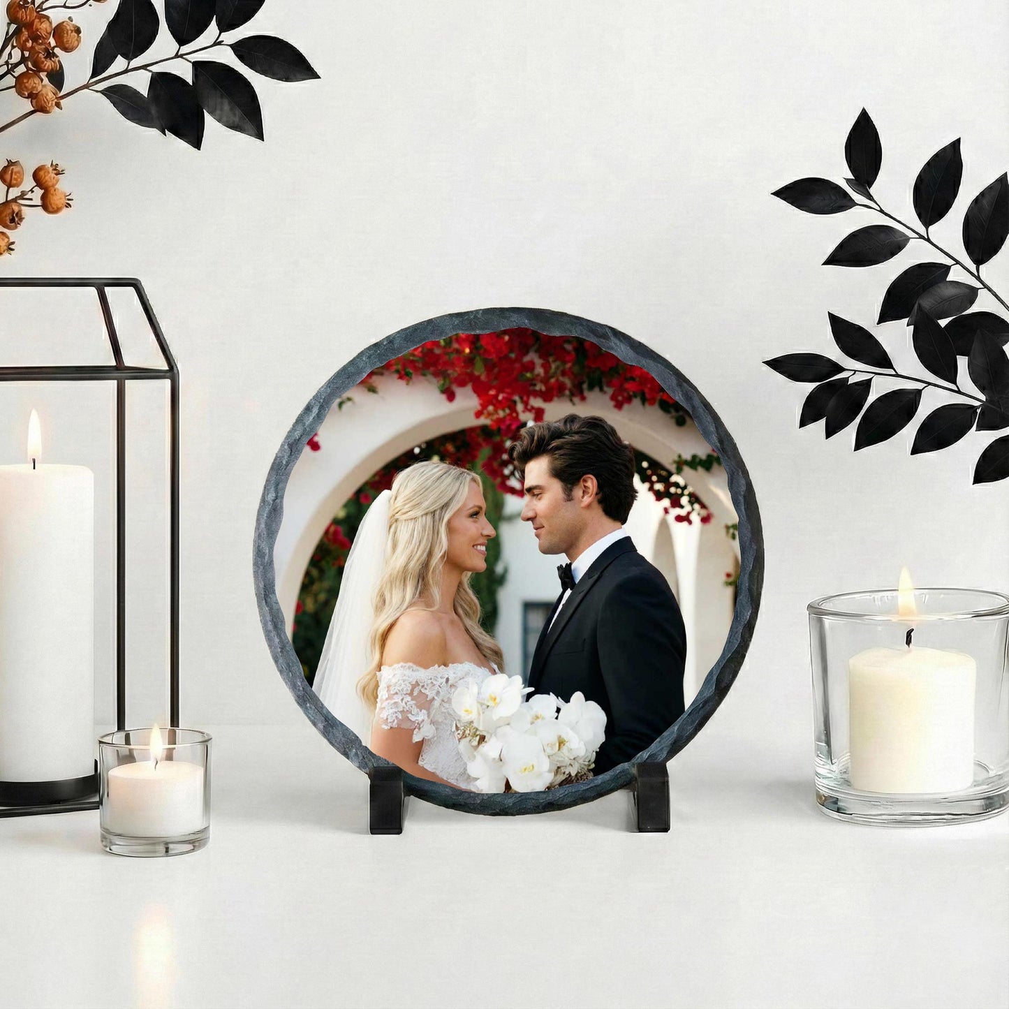Wedding Photo Stone Plaque, Personalized ,Married Picture Rock Slate