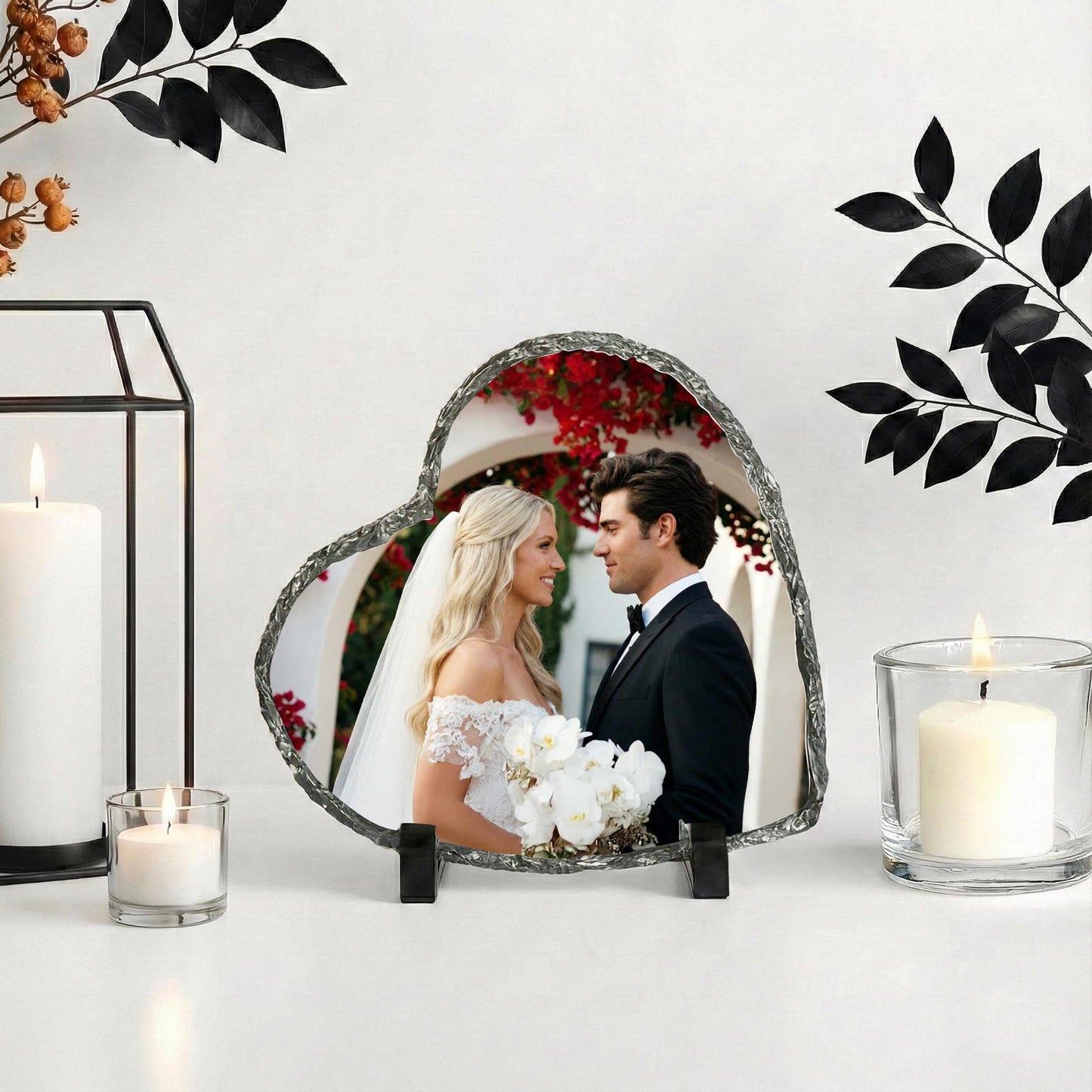 Wedding Photo Stone Plaque, Personalized ,Married Picture Rock Slate