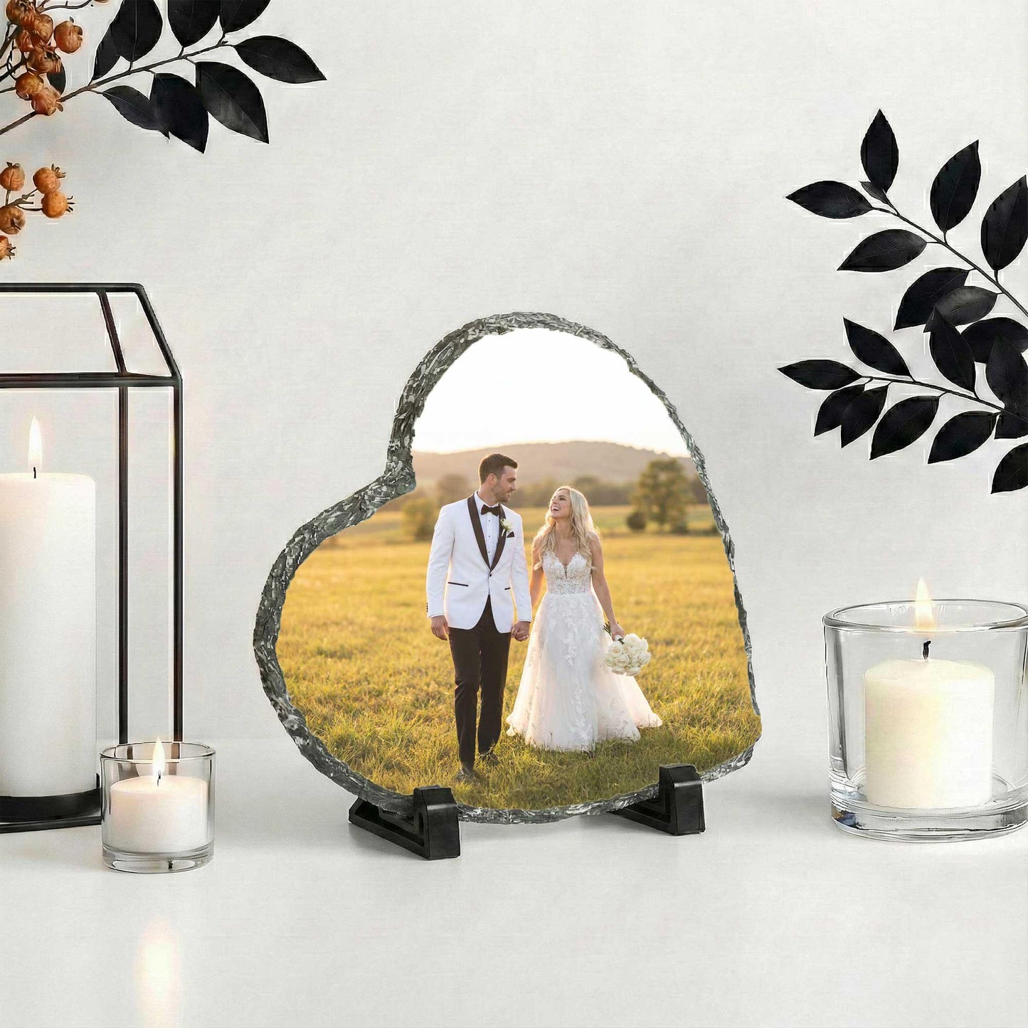 Personalized Married Photo Slate Palque, Custom Couple Portrait Rock Slate