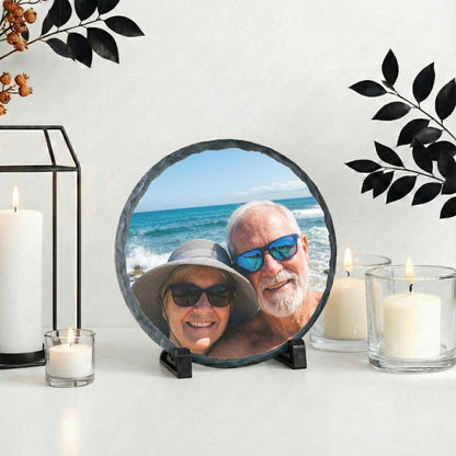 Coupe Photo Stone Plaque, 5th 10th 25th Wedding Anniversary Picture Rock Slate