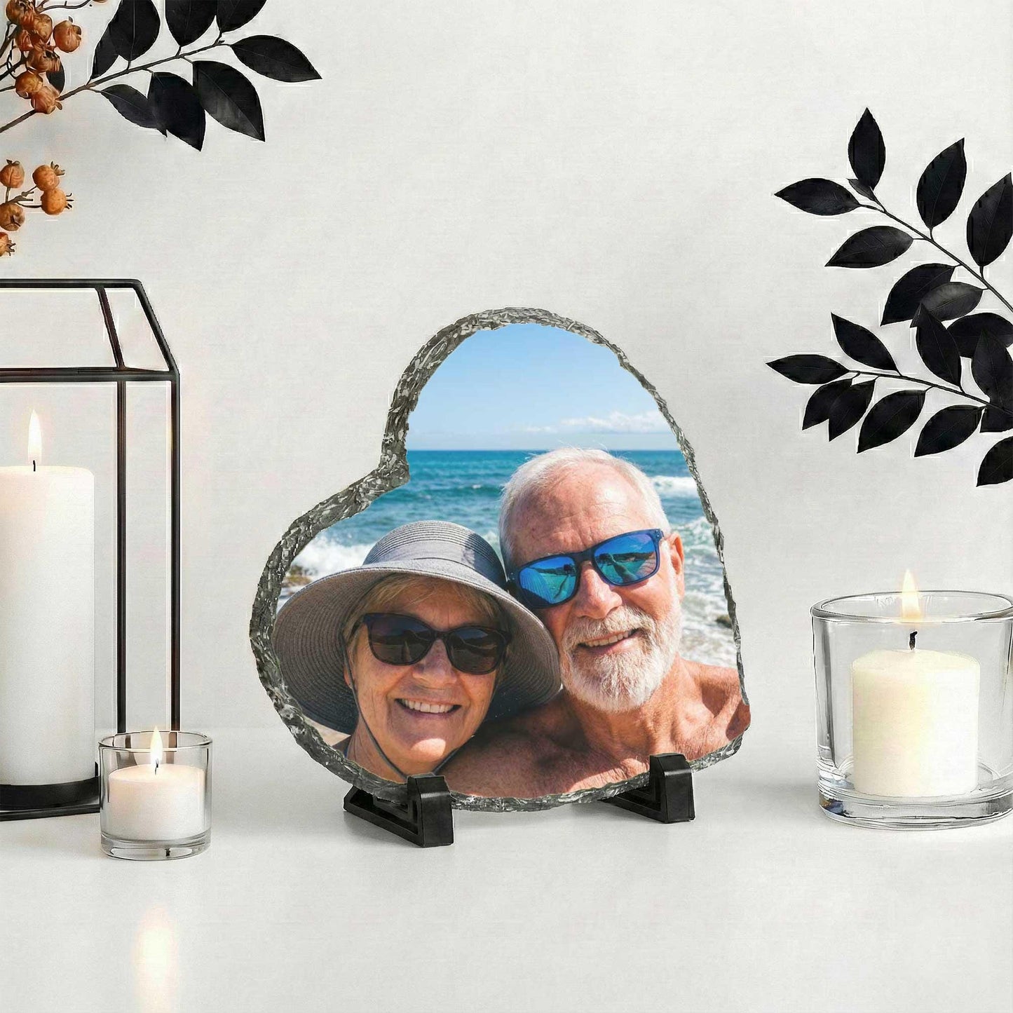 Coupe Photo Stone Plaque, 5th 10th 25th Wedding Anniversary Picture Rock Slate