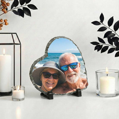 Coupe Photo Stone Plaque, 5th 10th 25th Wedding Anniversary Picture Rock Slate
