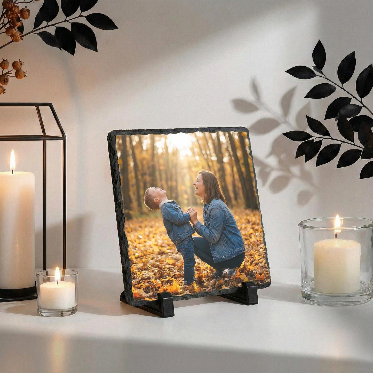 Custom Mommy and Baby Photo Stone Plaque, Mom and Son Picture Slate Rock