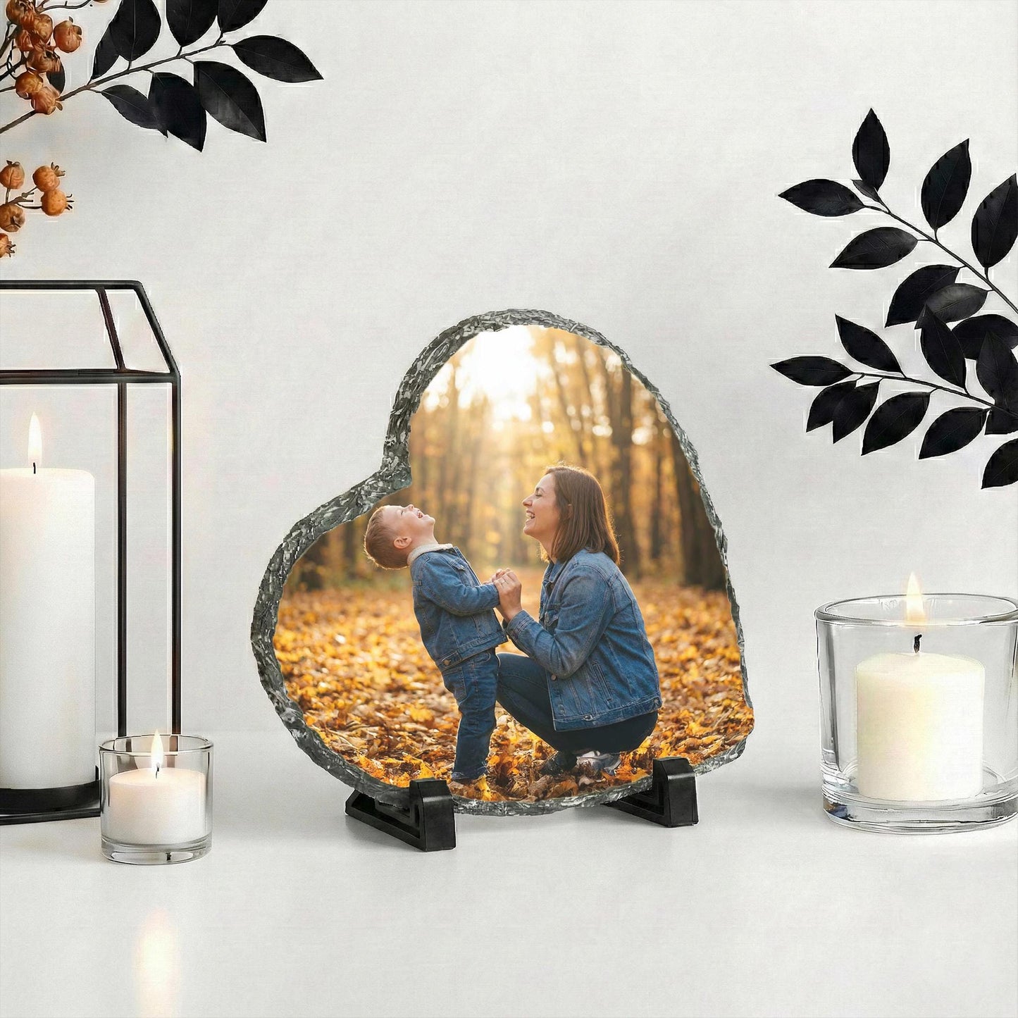 Custom Mommy and Baby Photo Stone Plaque, Mom and Son Picture Slate Rock