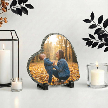 Custom Mommy and Baby Photo Stone Plaque, Mom and Son Picture Slate Rock