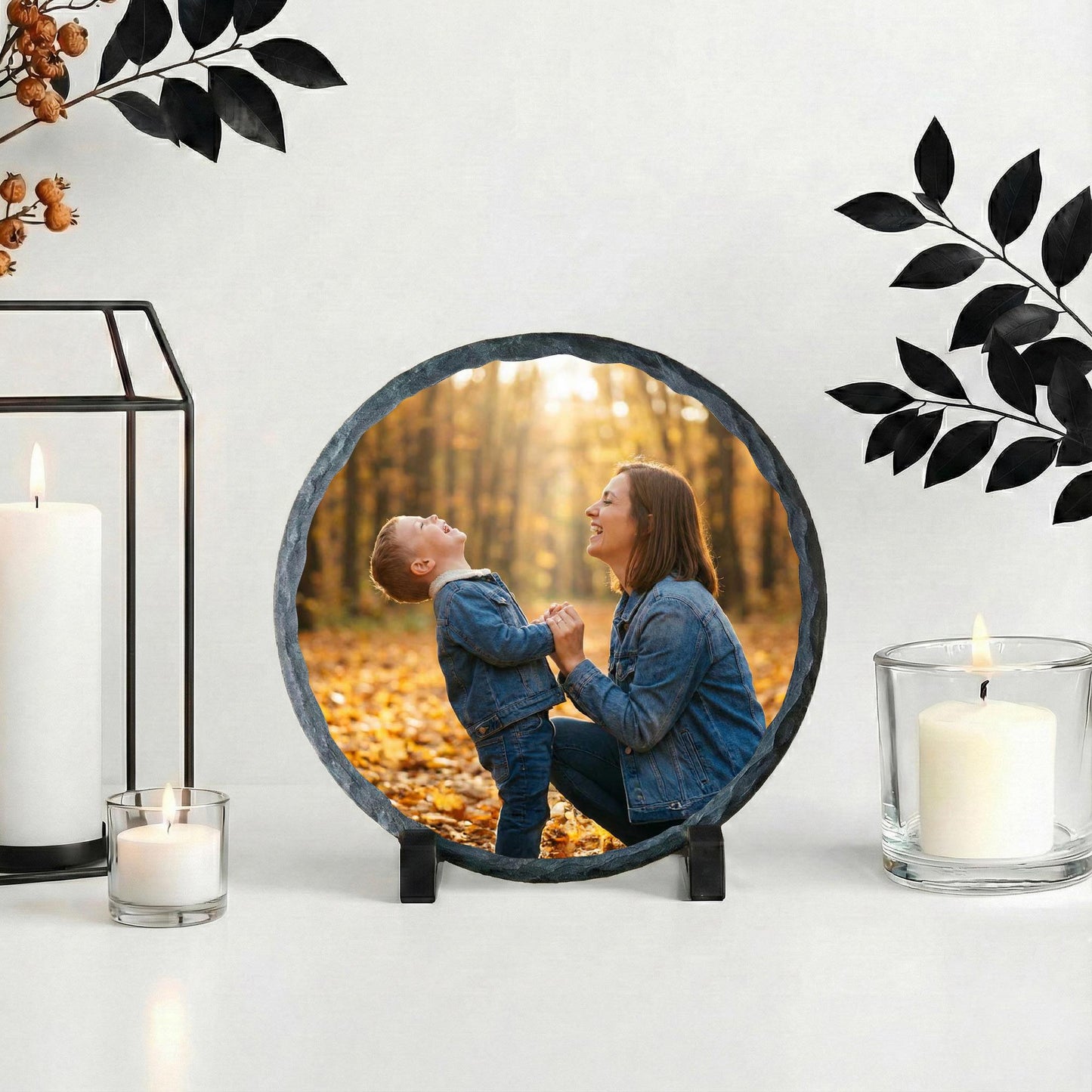 Custom Mommy and Baby Photo Stone Plaque, Mom and Son Picture Slate Rock