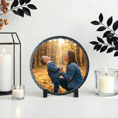 Custom Mommy and Baby Photo Stone Plaque, Mom and Son Picture Slate Rock
