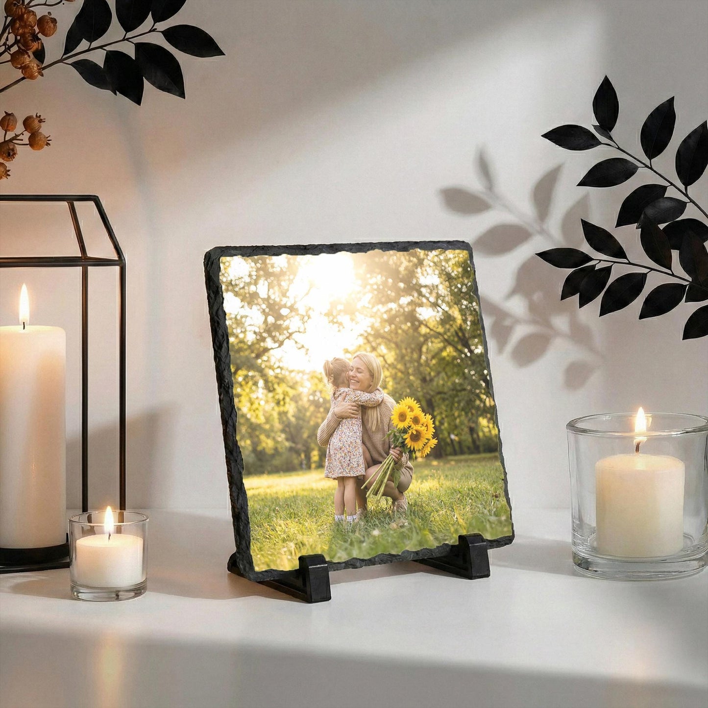 Mother and Girl Photo Stone Plaque, Custom Mom and Daughter Picture Rock Slate
