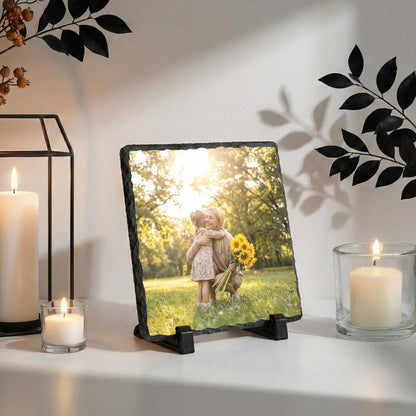 Mother and Girl Photo Stone Plaque, Custom Mom and Daughter Picture Rock Slate