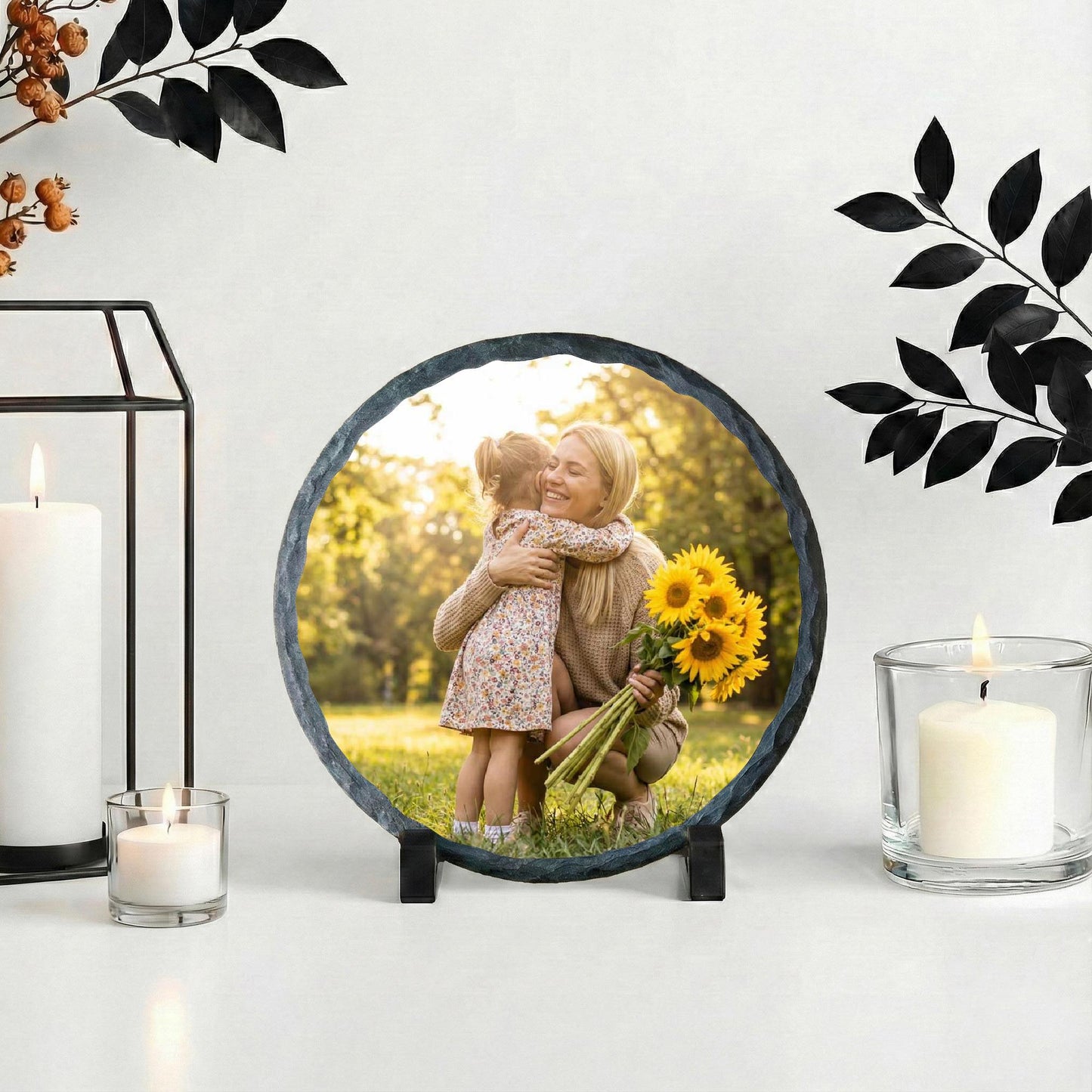 Mother and Girl Photo Stone Plaque, Custom Mom and Daughter Picture Rock Slate