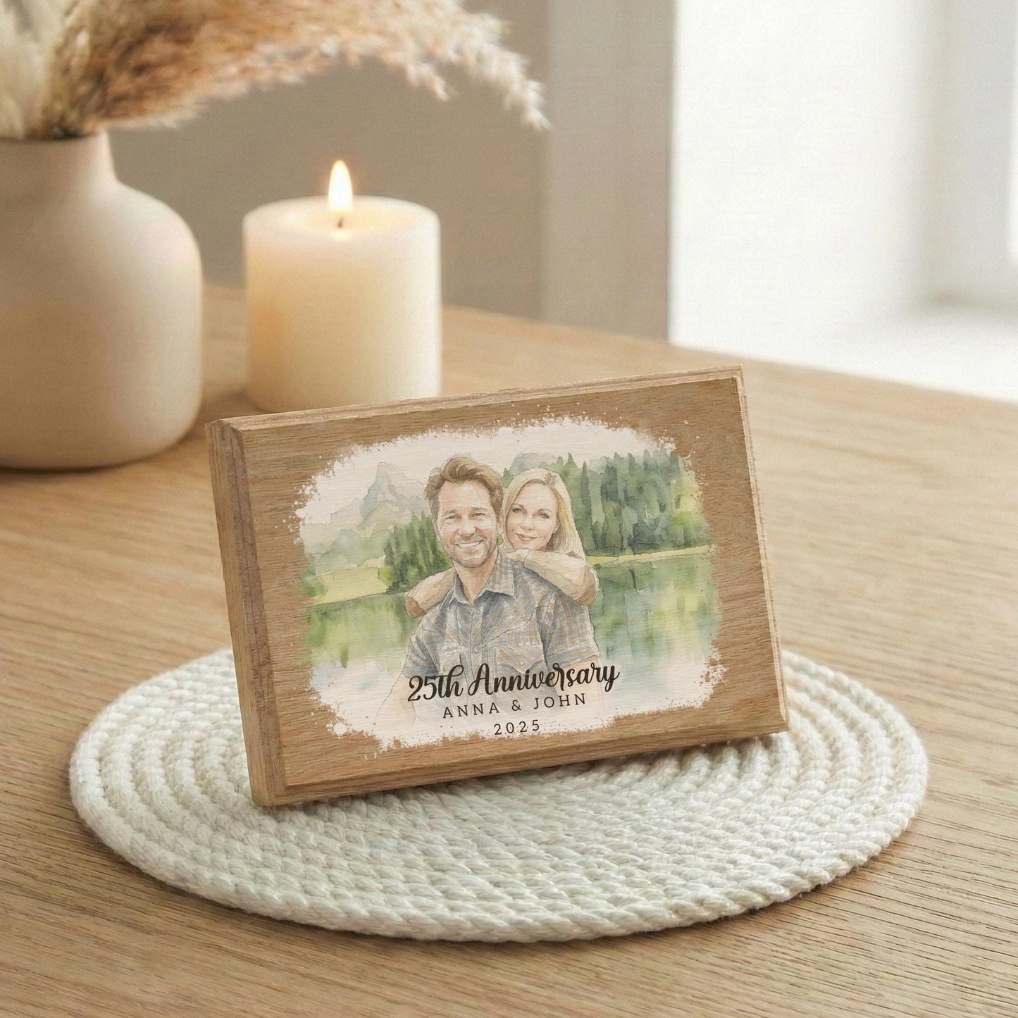 Custom Wedding Anniversary Wooden Photo Frame - Valentines Day Picture Gift