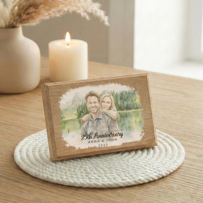 Custom Wedding Anniversary Wooden Photo Frame - Valentines Day Picture Gift