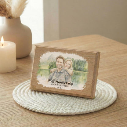 Custom Wedding Anniversary Wooden Photo Frame - Valentines Day Picture Gift