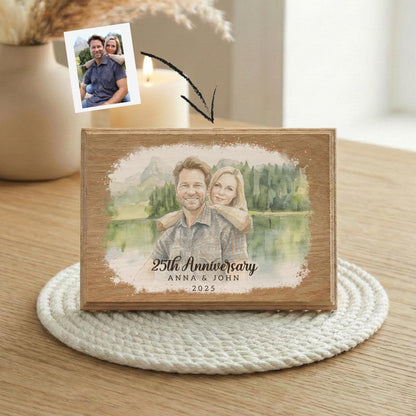 Custom Wedding Anniversary Wooden Photo Frame - Valentines Day Picture Gift
