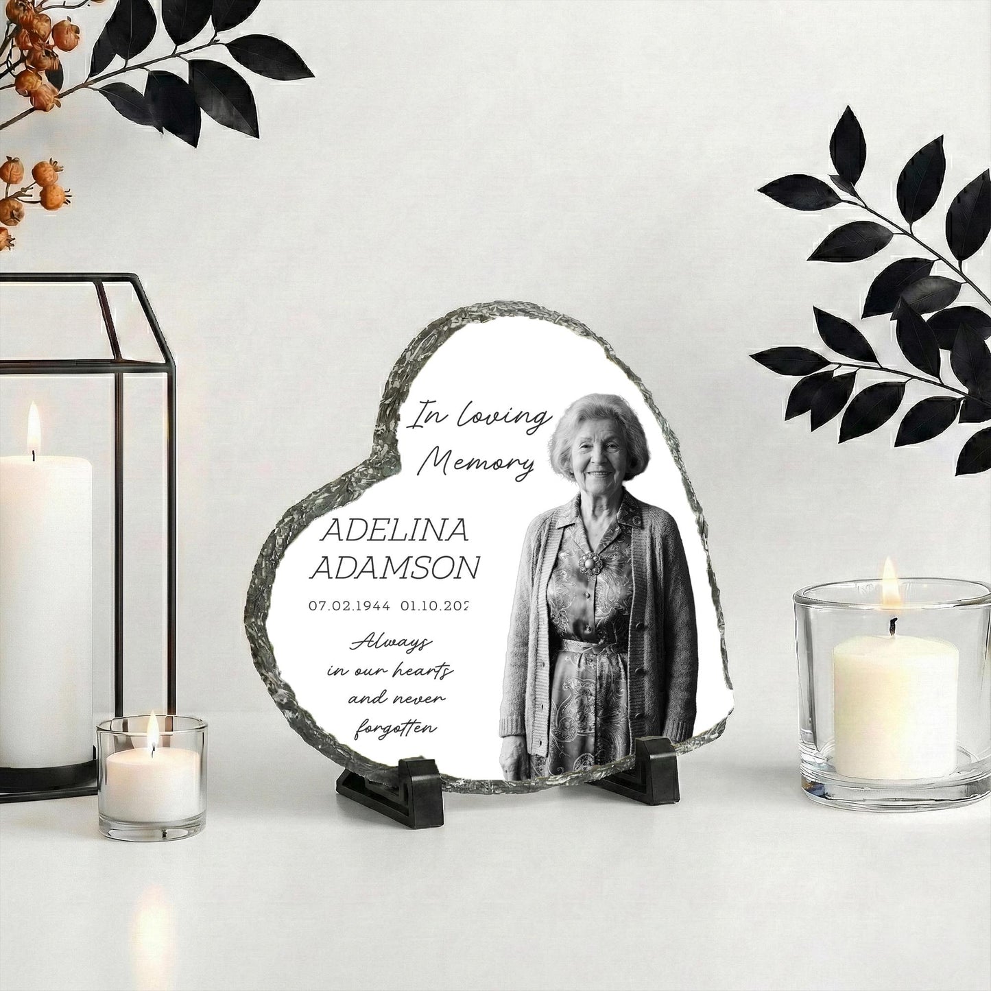 Personalized Grandma Photo Memorial Stone Plaque, Loss of Grandmother Portrait Rock Slate