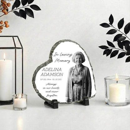 Personalized Grandma Photo Memorial Stone Plaque, Loss of Grandmother Portrait Rock Slate