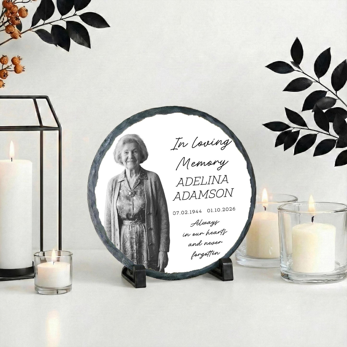 Personalized Grandma Photo Memorial Stone Plaque, Loss of Grandmother Portrait Rock Slate