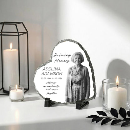 Personalized Grandma Photo Memorial Stone Plaque, Loss of Grandmother Portrait Rock Slate