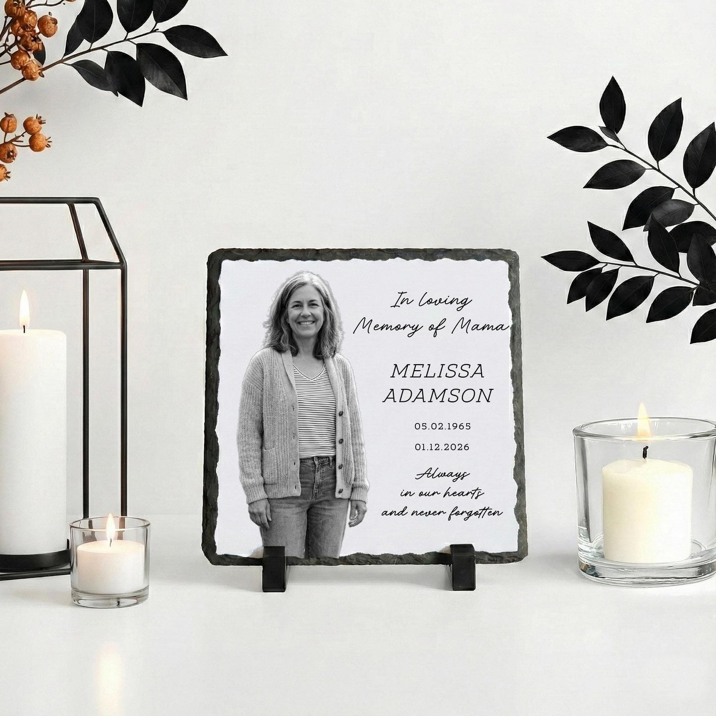 In Loving Memory of Mama Photo Stone Plaque, Memorial Slate Mum