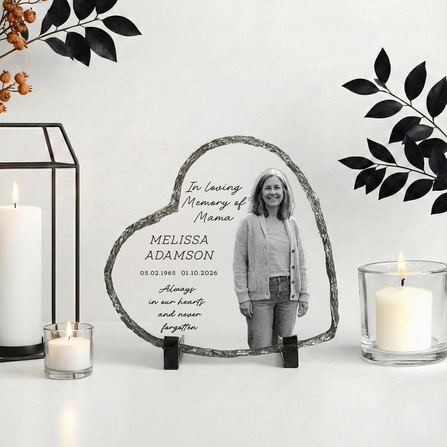 In Loving Memory of Mama Photo Stone Plaque, Memorial Slate Mum