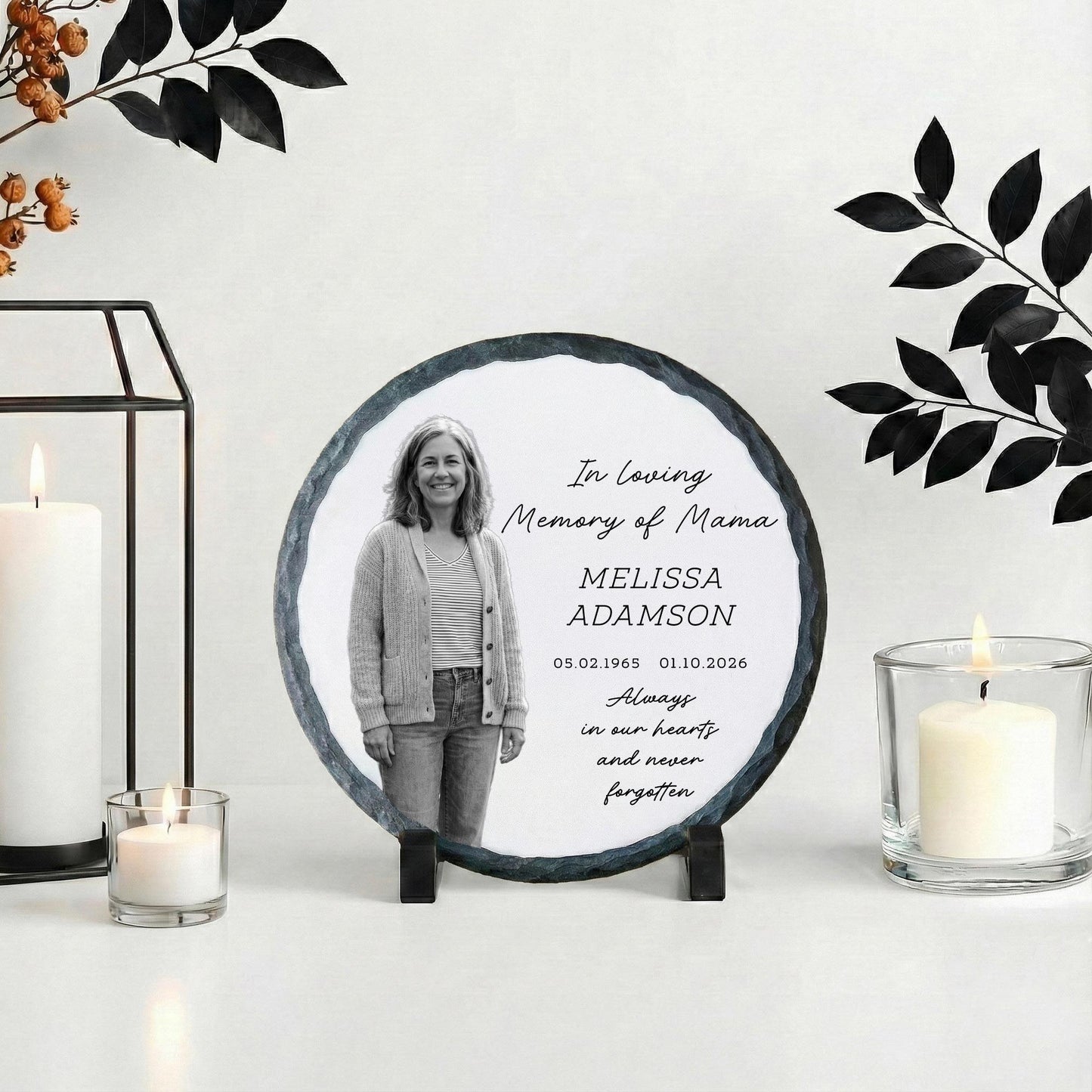 In Loving Memory of Mama Photo Stone Plaque, Memorial Slate Mum