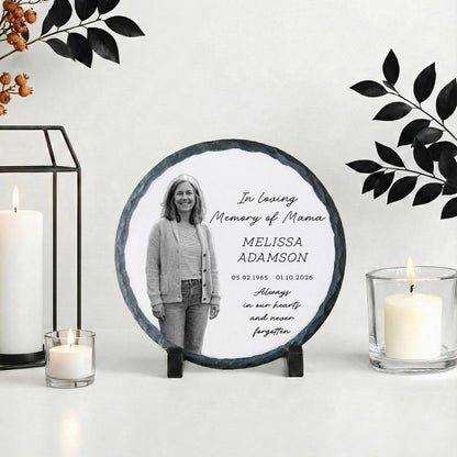 In Loving Memory of Mama Photo Stone Plaque, Memorial Slate Mum