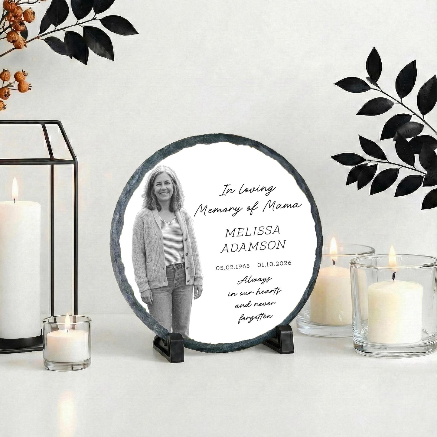 In Loving Memory of Mama Photo Stone Plaque, Memorial Slate Mum