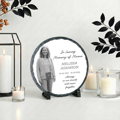 In Loving Memory of Mama Photo Stone Plaque, Memorial Slate Mum