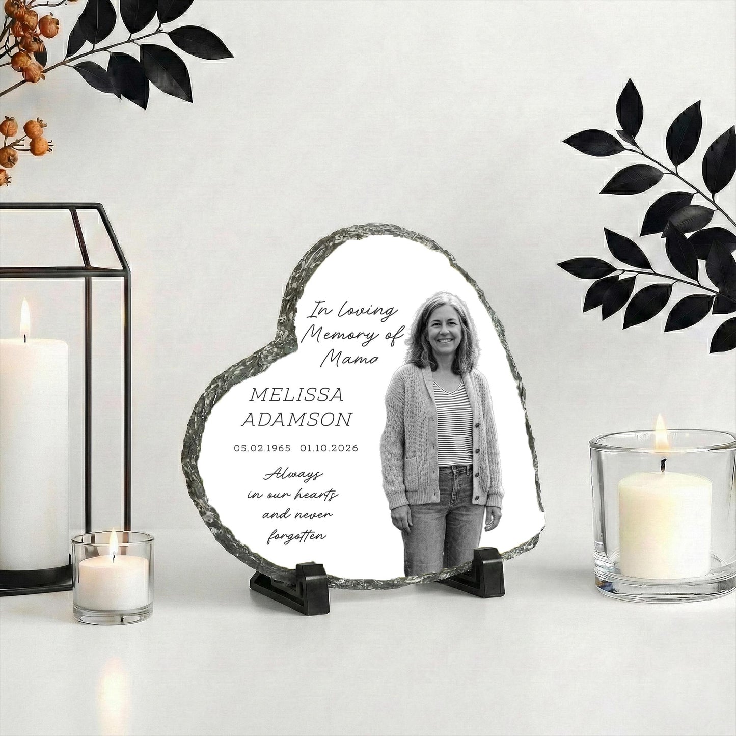 In Loving Memory of Mama Photo Stone Plaque, Memorial Slate Mum
