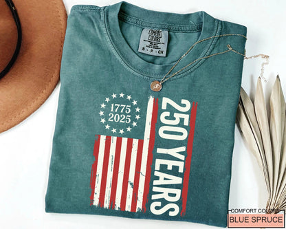 USA Flag 250 Years Shirt, Patriotic American Flag Tee