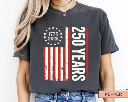 USA Flag 250 Years Shirt, Patriotic American Flag Tee