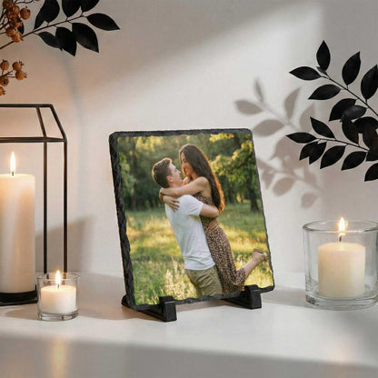 Custom Couple Photo Slate Stone, Personalized Valentine’s Day Picture Home Decor