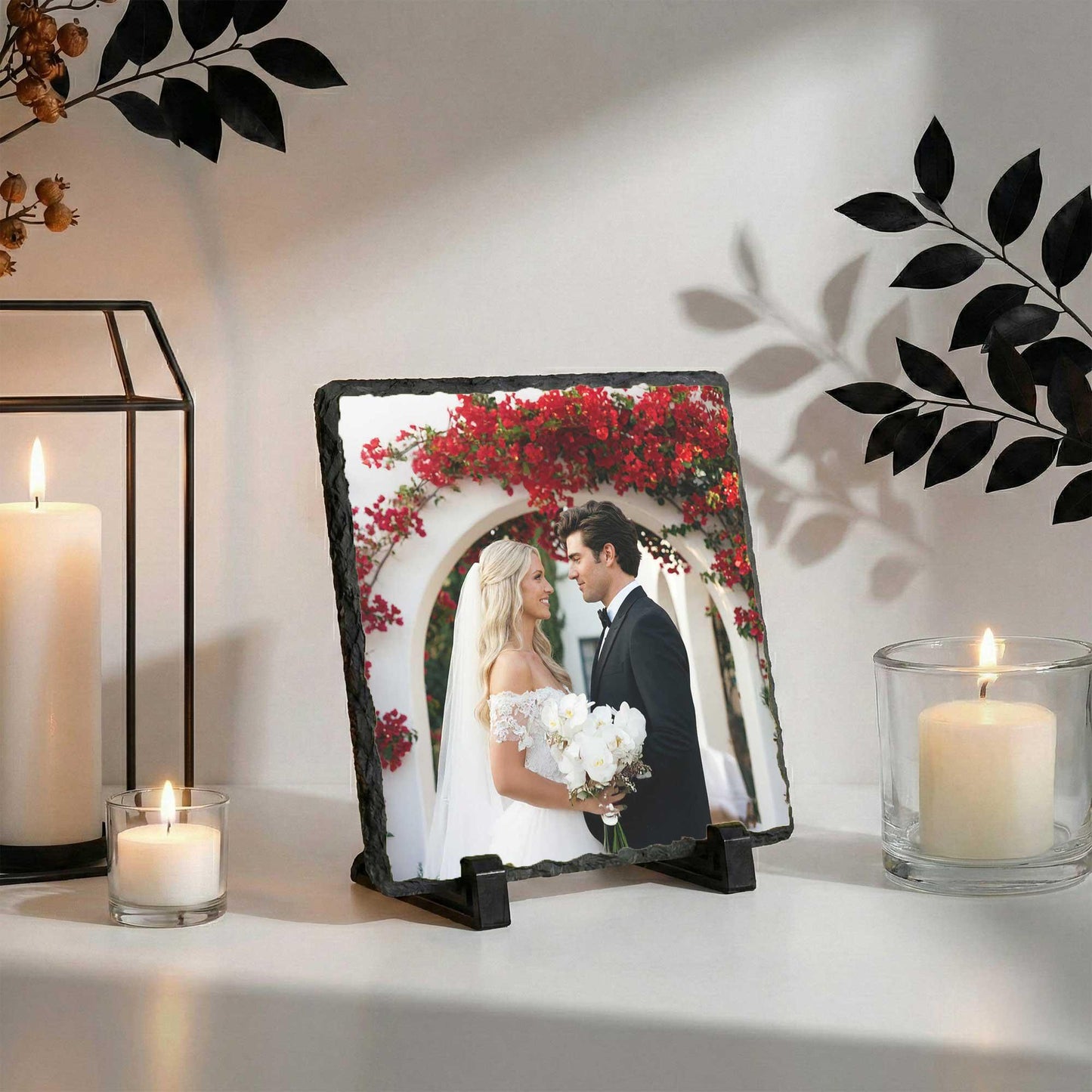 Wedding Photo Stone Plaque, Personalized ,Married Picture Rock Slate