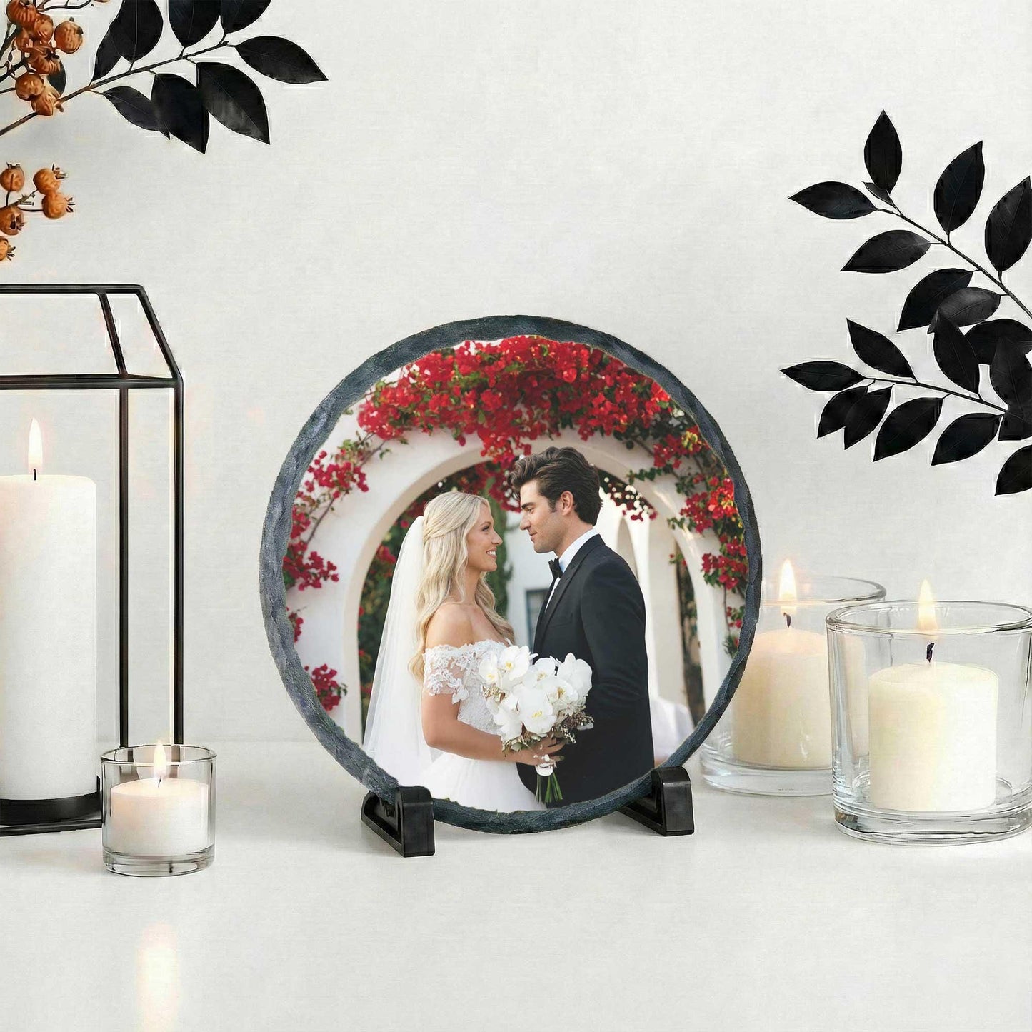 Wedding Photo Stone Plaque, Personalized ,Married Picture Rock Slate