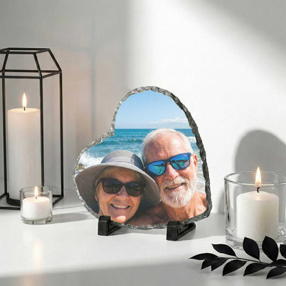 Coupe Photo Stone Plaque, 5th 10th 25th Wedding Anniversary Picture Rock Slate