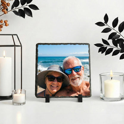 Coupe Photo Stone Plaque, 5th 10th 25th Wedding Anniversary Picture Rock Slate
