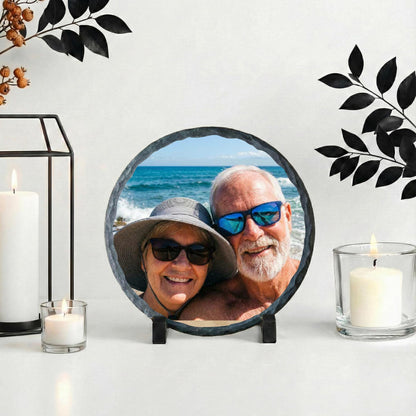 Coupe Photo Stone Plaque, 5th 10th 25th Wedding Anniversary Picture Rock Slate
