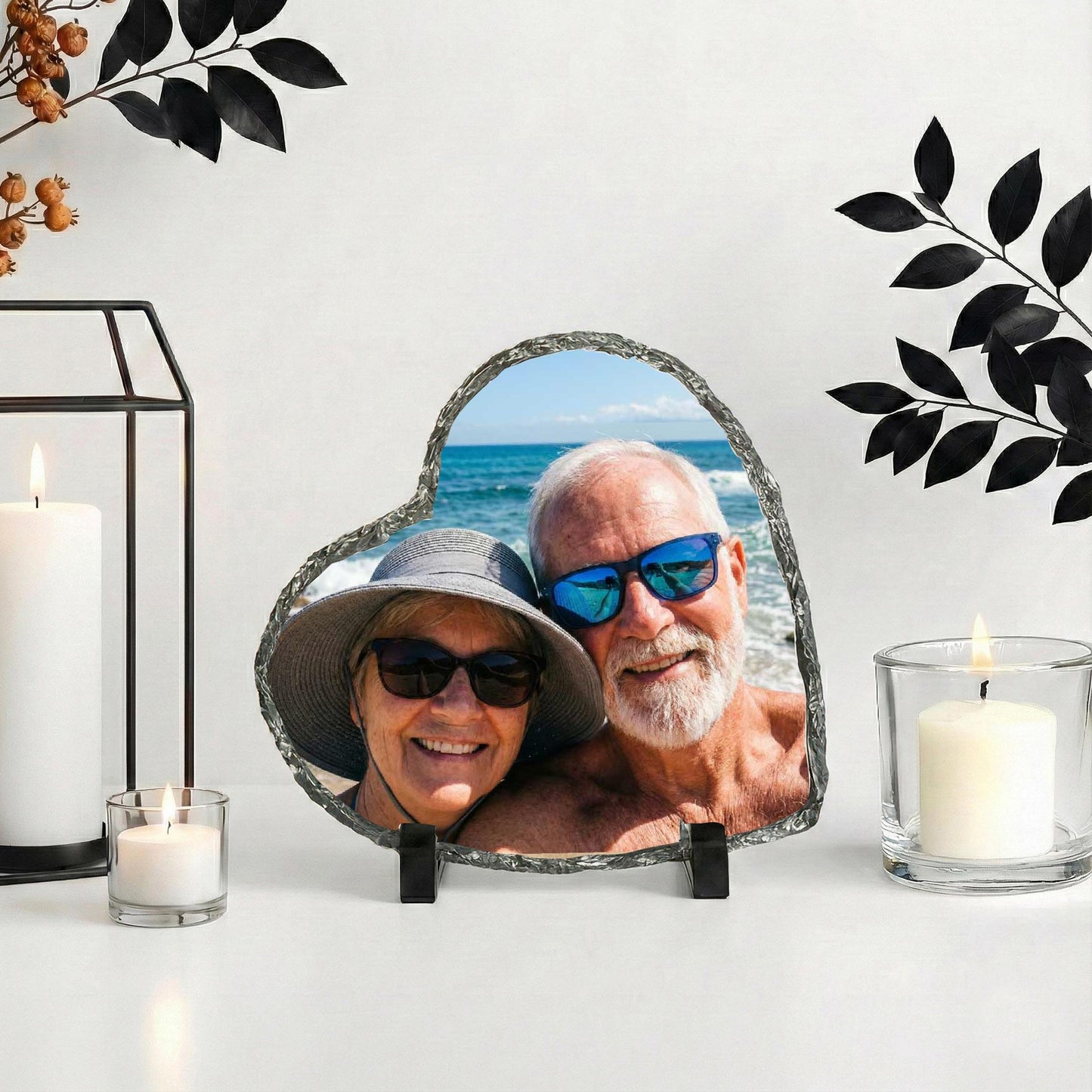 Coupe Photo Stone Plaque, 5th 10th 25th Wedding Anniversary Picture Rock Slate